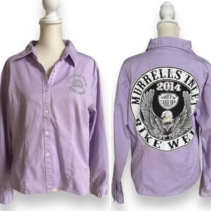 Murrells Inlet 20014 SC Bike Week Lavender Eagle Graphic Button Down | Size M